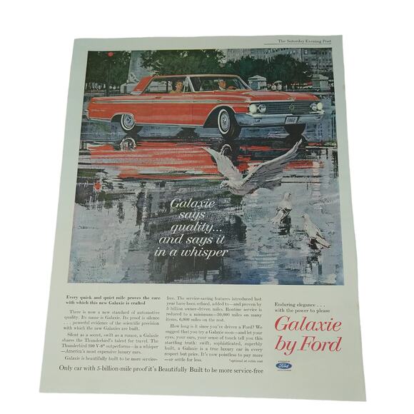 1961 Ford Galaxie Quality / Whisper - Red Car - Original Vtg PRINT AD Ephemera - Picture 10 of 10